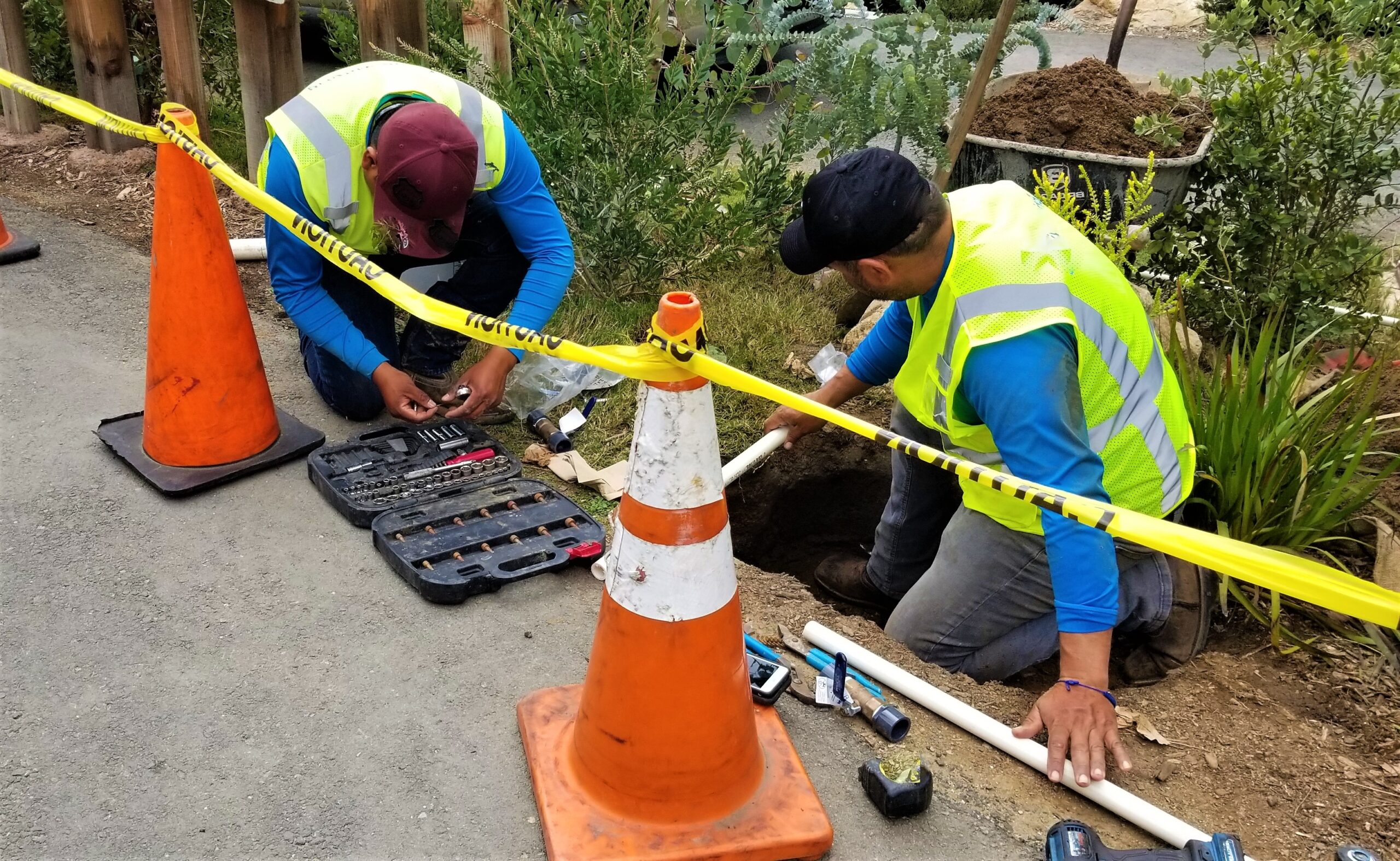 plumbers water pipe repair underground